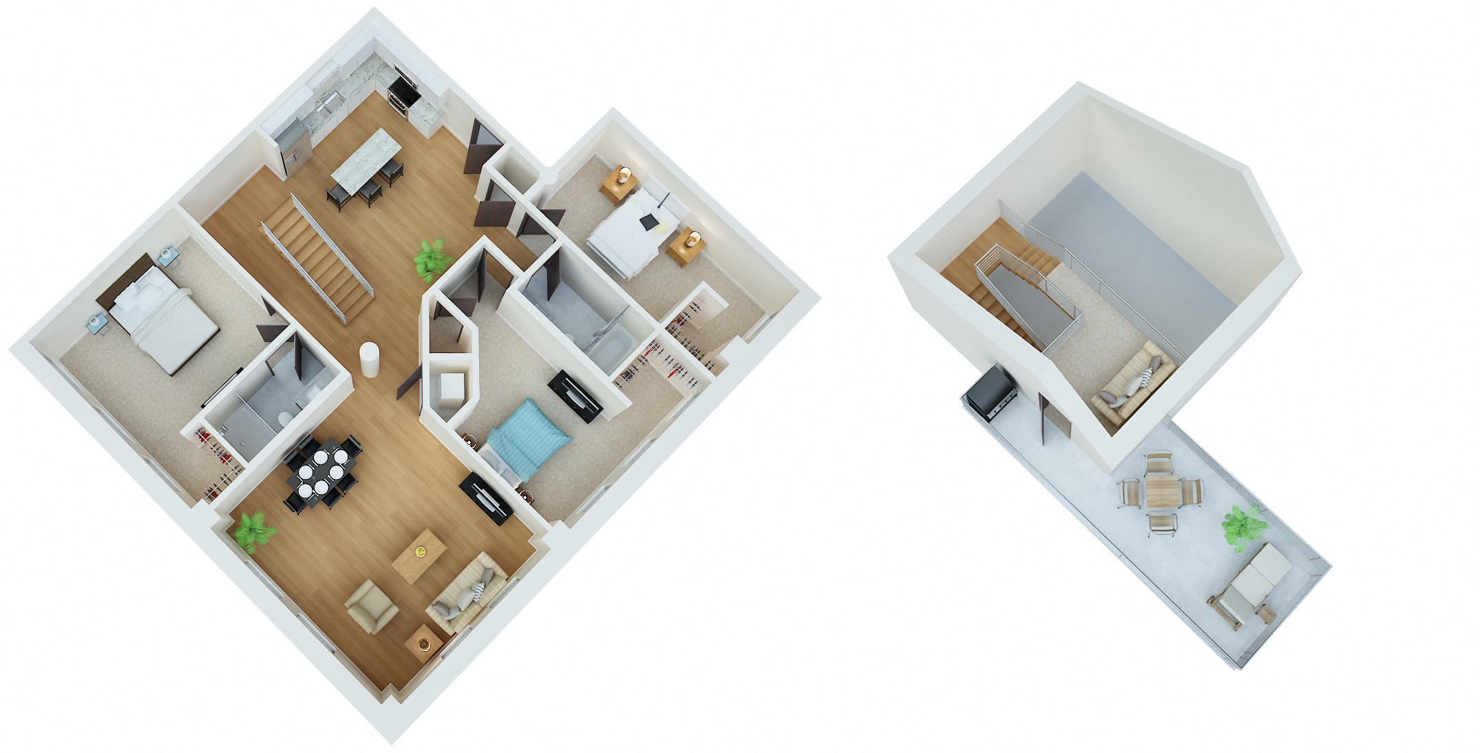 Floor plan for 3 beds, 2 baths, 1861 sqft